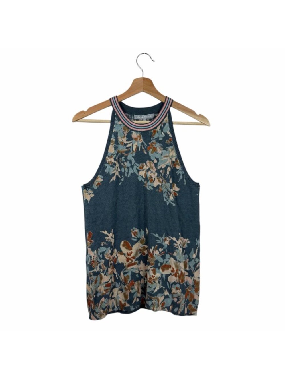 Daniel Rainn Sleeveless Floral Top Size Medium High Grecian Halter Neckline - Picture 2 of 8